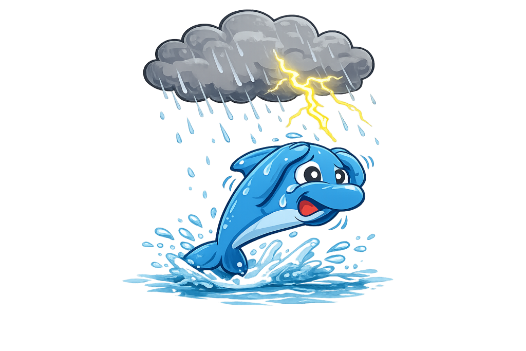 Delfin bei Gewitter