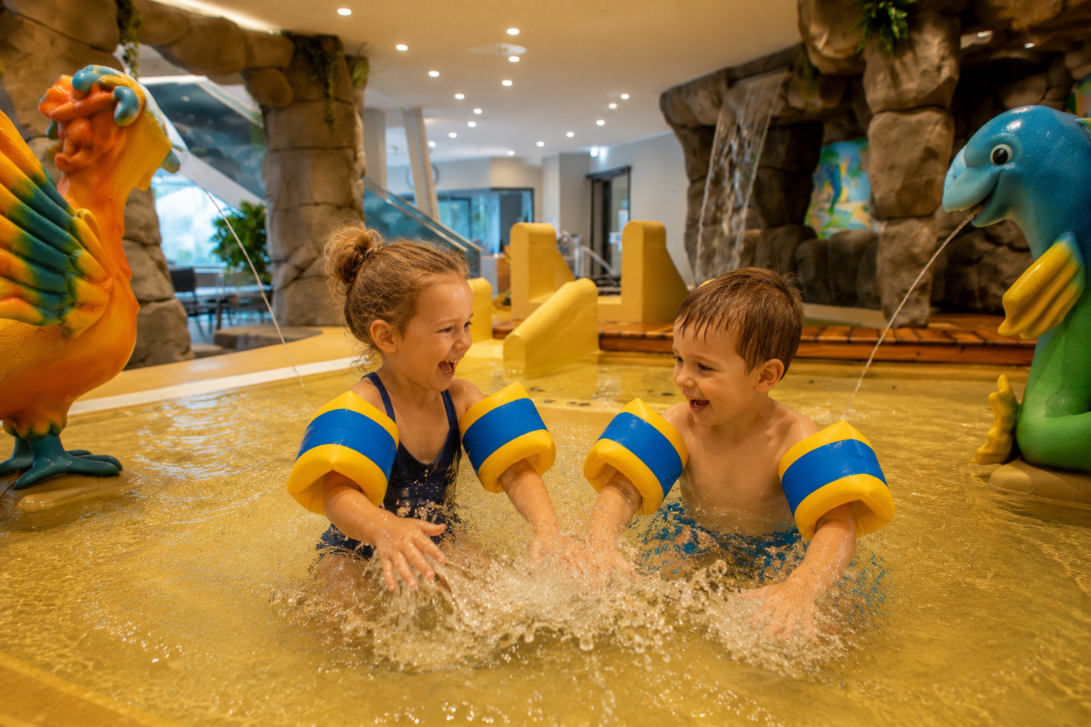 Zwei spielende Kinder im Wasser