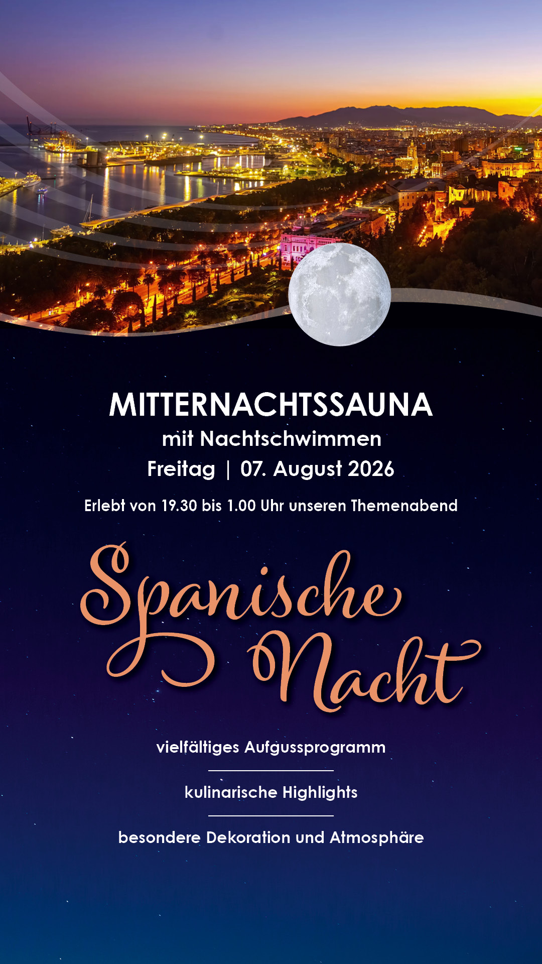 Informationen über die Mitternachtssauna Spanische Nacht als Bild